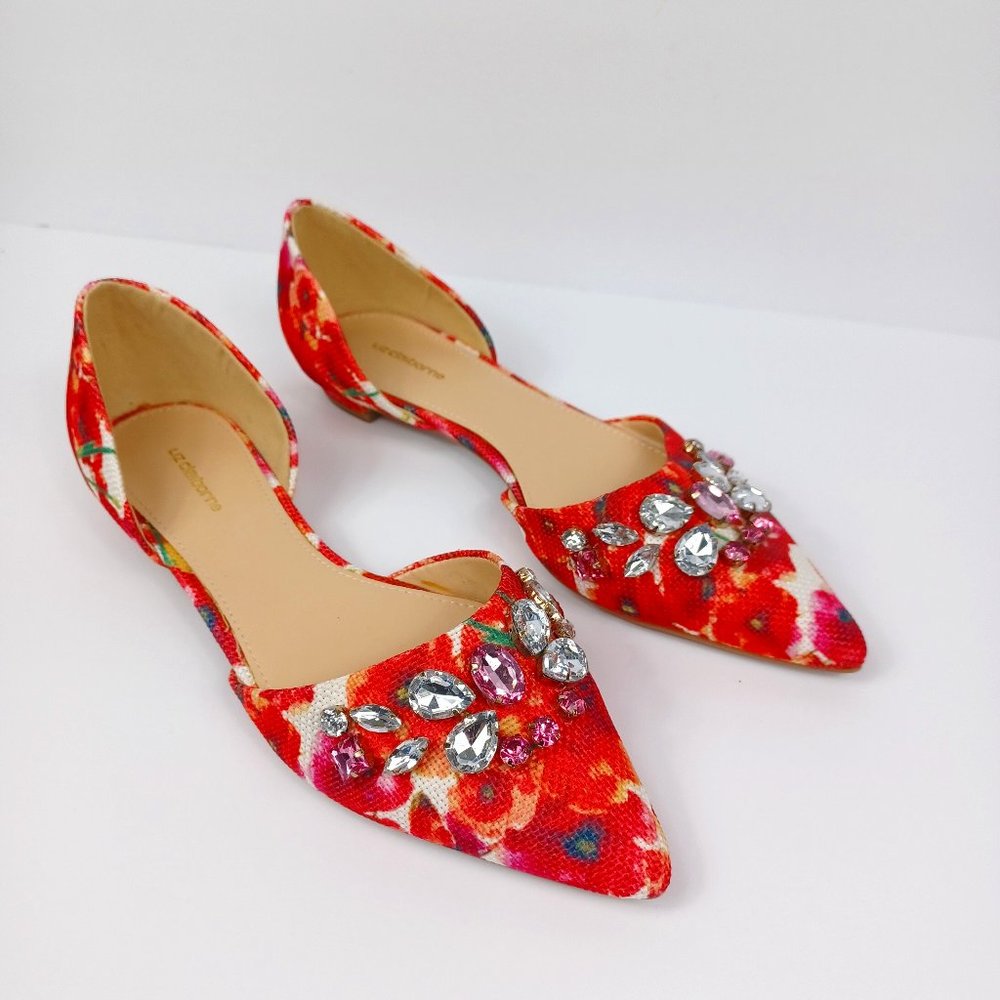 Liz Claiborne Teagan Jewel Pink Floral Fabric Flat Shoes 7.5
